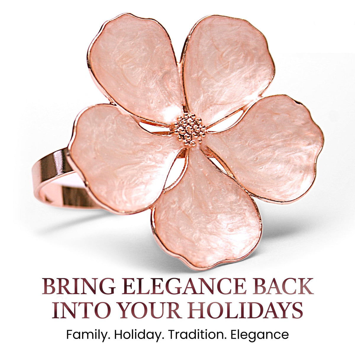Easter Napkin Rings Set of 12, Christmas Napkin Rings Holders, Fall Napkin Rings, Rose Gold Flower Napkin Rings for Elegant Table