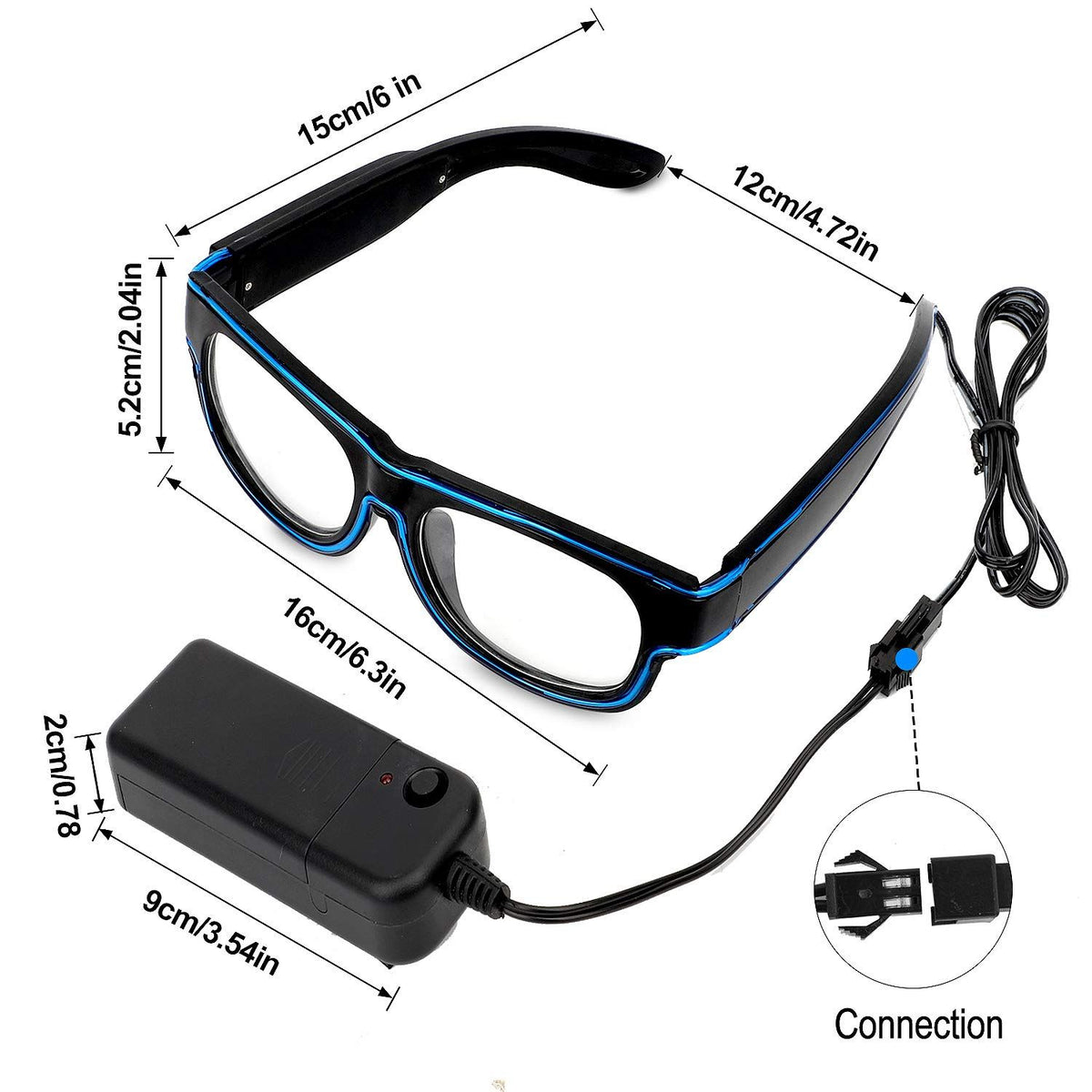 LED Light up Glasses 2 Pack Glow in the Dark for Rave Party, Nightclub atmosphere supplies (Blue + Green)