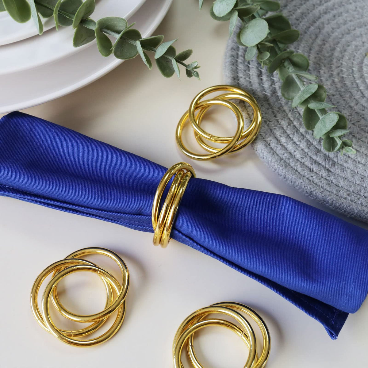 Napkin Rings Set of 8,Gold Napkin Ring Holders for Spring,Birthday,Valentine,Holiday, Hotel, Dinner Party,Christmas and Table