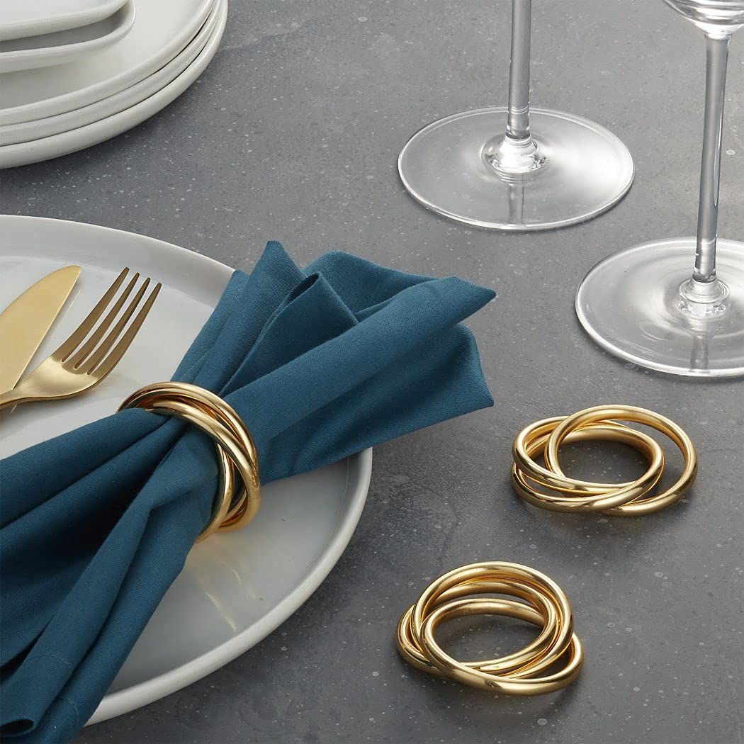 Napkin Rings Set of 8,Gold Napkin Ring Holders for Spring,Birthday,Valentine,Holiday, Hotel, Dinner Party,Christmas and Table