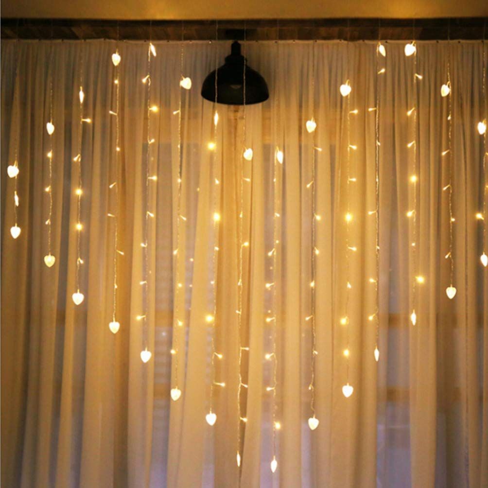 1pc String Valentine Waterfall Backdrop Fairy Wedding Window Lights Fairy Light Curtains Led Decor Flashing Line Lights