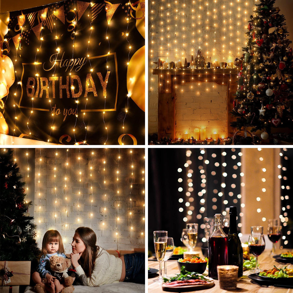 LED Curtain Tapestry Lights Backdrop String Lights, 6.5 x 9.8 Feet Hanging Fairy Curtain Lights with 8 Lighting Modes and Remote