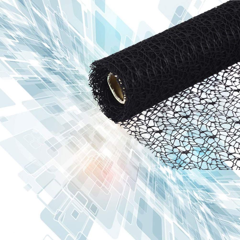 Mesh Ribbon Roll Spider Web Deco Ribbon Lace Net Jute Mesh Trim Ribbon Gauze Roll for DIY Craft Flower Gift Packaging Door (Black)