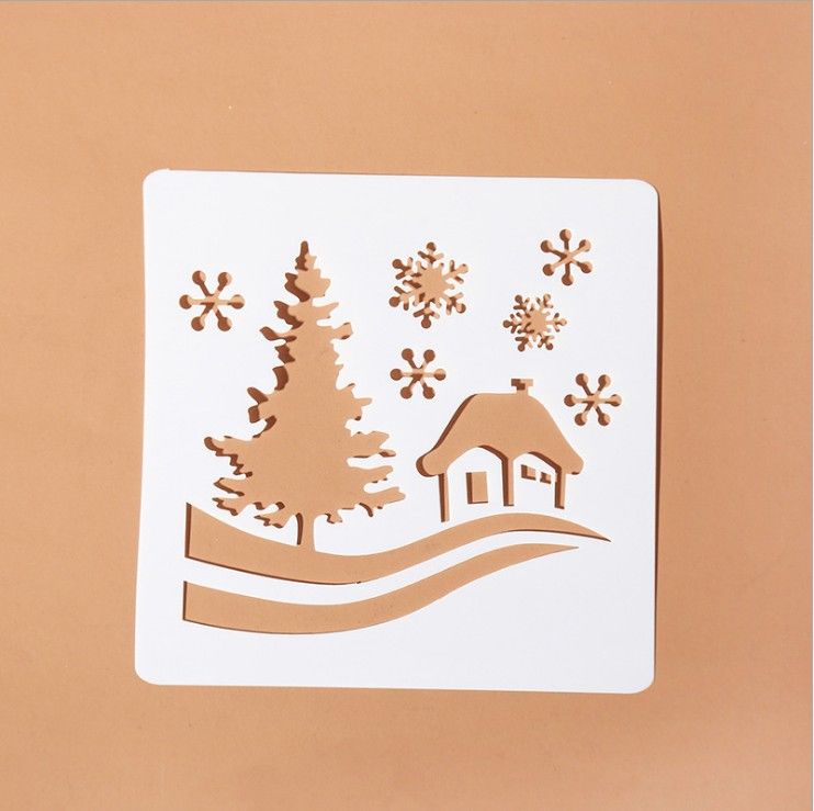 5Pcs Christmas Stencils Template - Reusable Plastic Craft for Art Drawing Painting Spraying Window Glass Door Car Body Wood