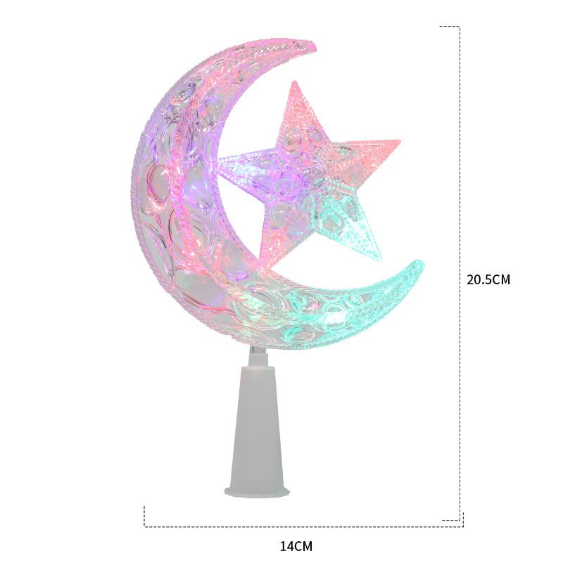 Moon Star Shape Xmas Tree Top Decor Lights 3D Hollow Silver Sparkling Xmas Tree Topper Decor Battery Operated Colorful