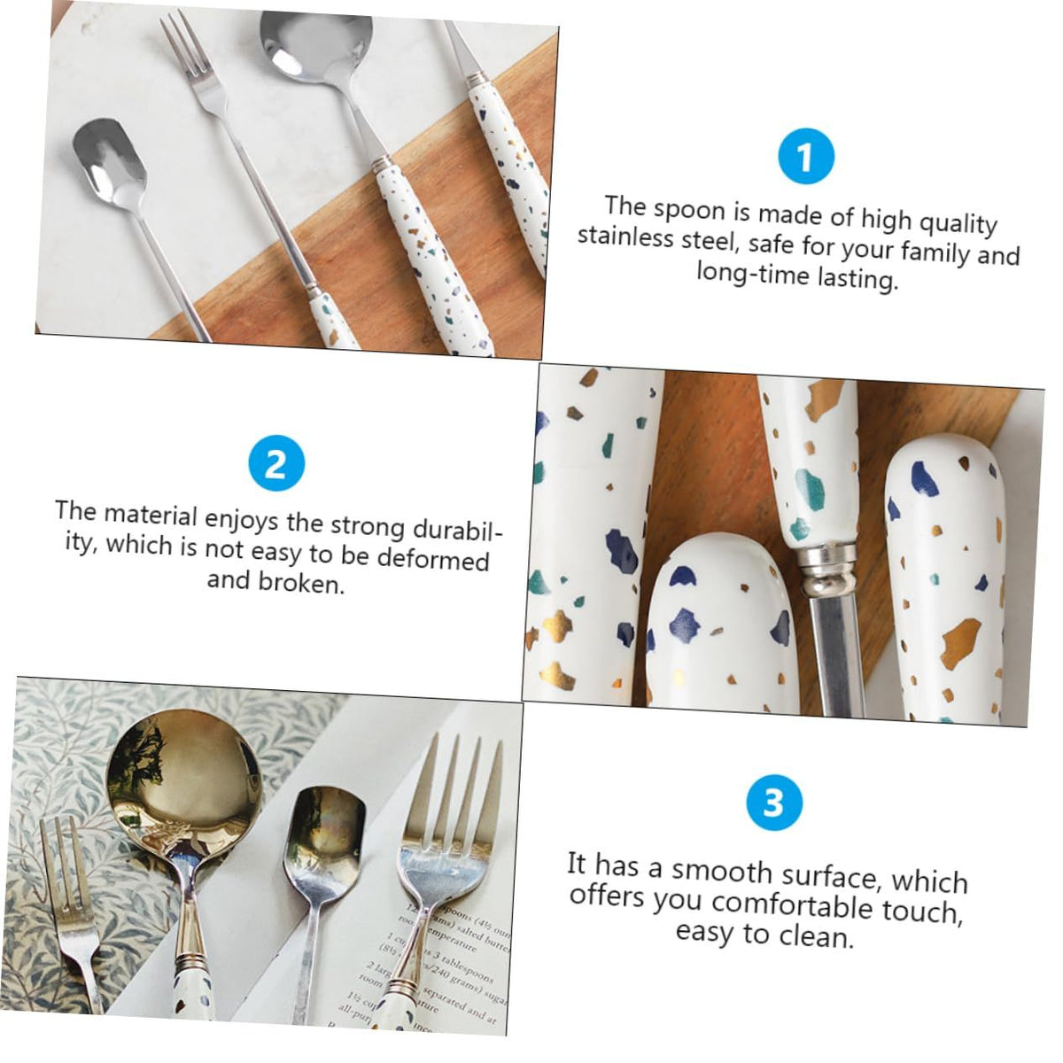 4pcs Drink Spoons dessert spoon coffee teaspoon drinks matte tableware Kitchen Tableware Spoons Ice Cream Dessert Spoon ice cream