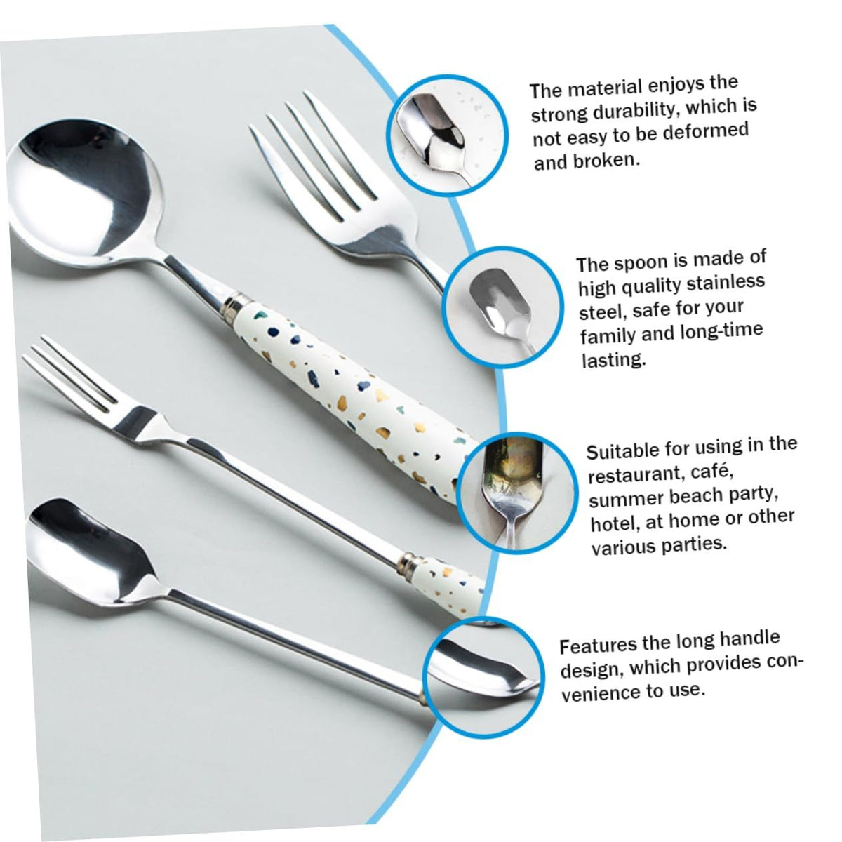 4pcs Drink Spoons dessert spoon coffee teaspoon drinks matte tableware Kitchen Tableware Spoons Ice Cream Dessert Spoon ice cream