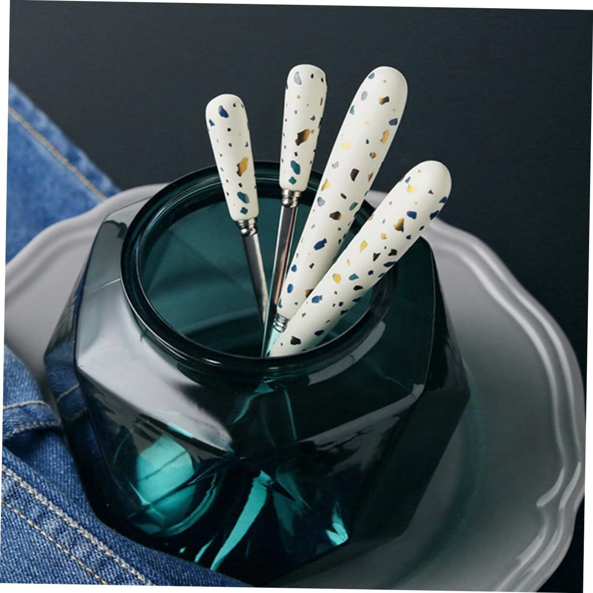 4pcs Drink Spoons dessert spoon coffee teaspoon drinks matte tableware Kitchen Tableware Spoons Ice Cream Dessert Spoon ice cream