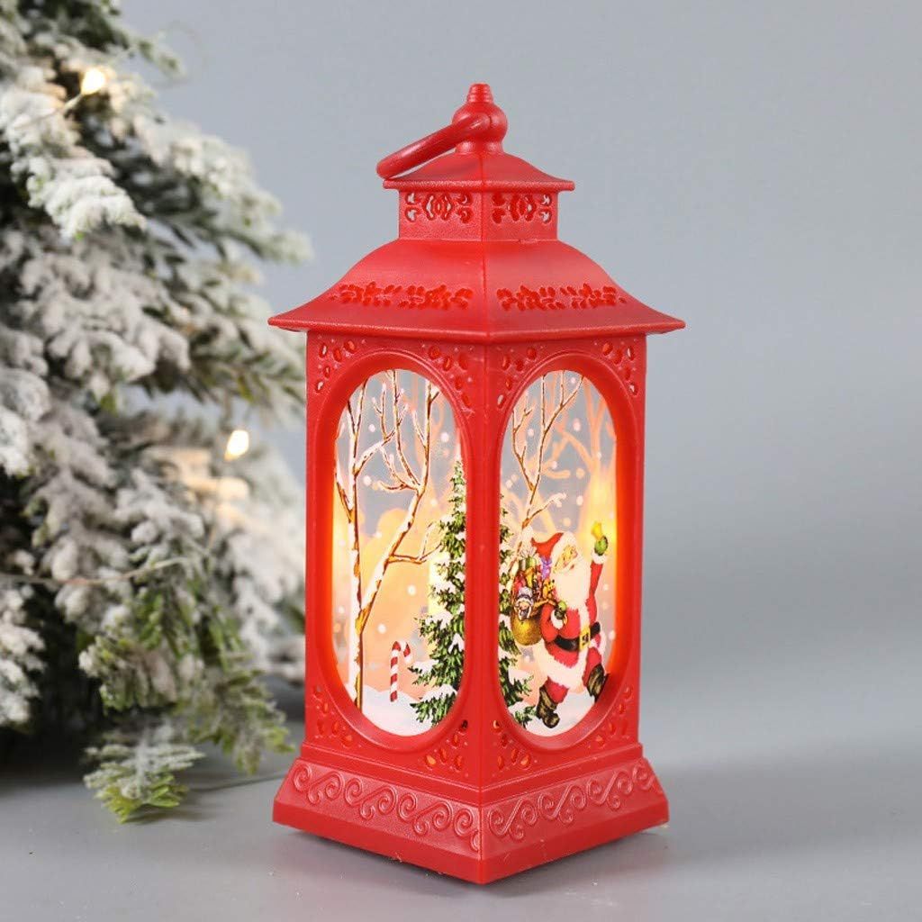 Christmas Lanterns, Portable Small Retro Lamps Battery Operated Santa Night Lights Lamp Candle LED Tabletop Xmas Room Decorations