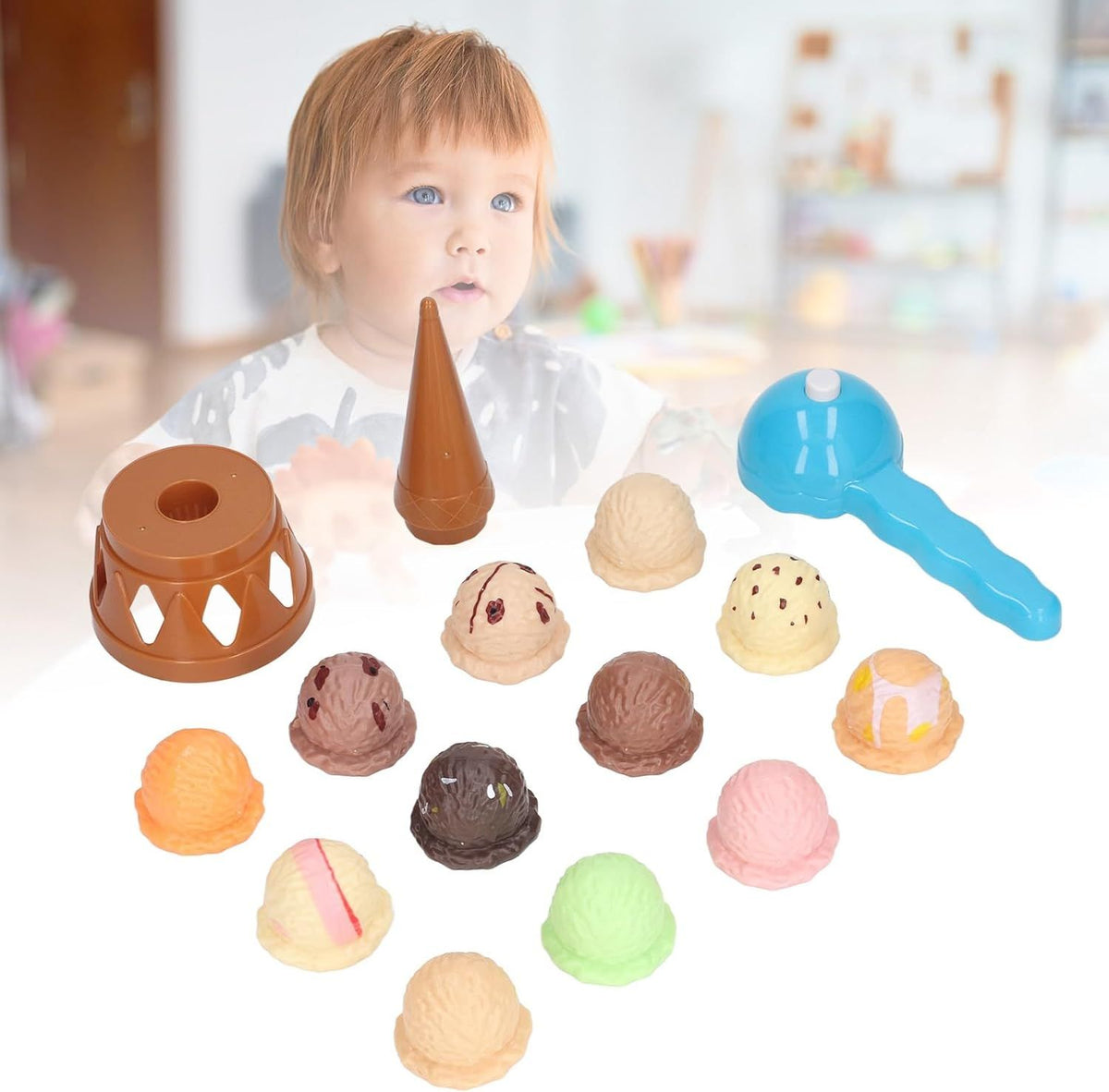 Ice Cream Balance Game Learning Pretend to Play Food Ice Cream Cone Playing Children's Table Game Ice Cream Folding