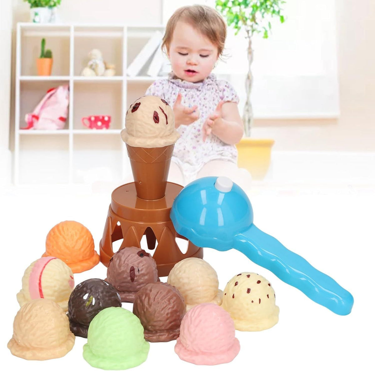 Ice Cream Balance Game Learning Pretend to Play Food Ice Cream Cone Playing Children's Table Game Ice Cream Folding