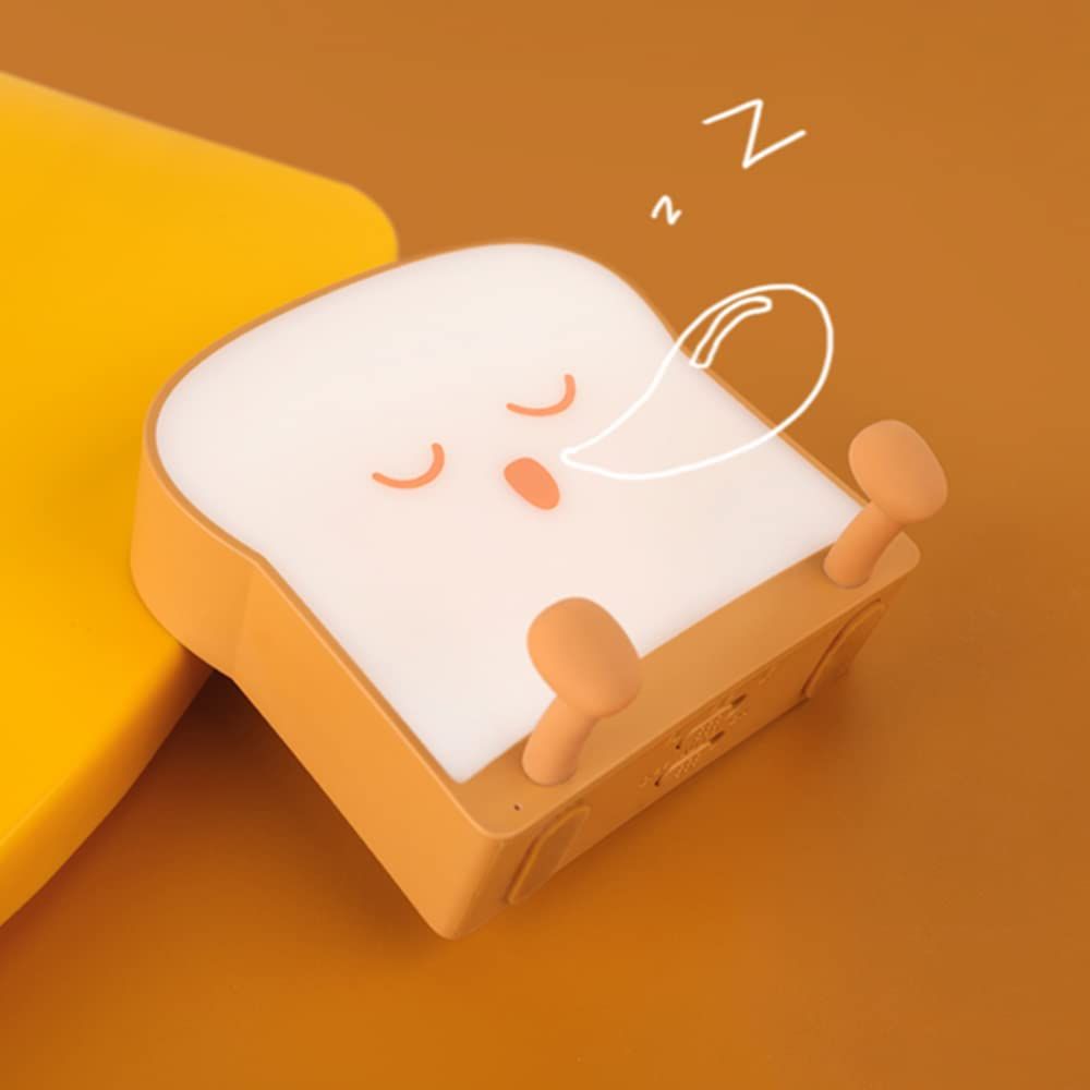 Cute Bread Night Light, Adjustable Baby Bedside Night Lamp USB Recharging with Timer, Phone Holder Room Decor Toast Night Light