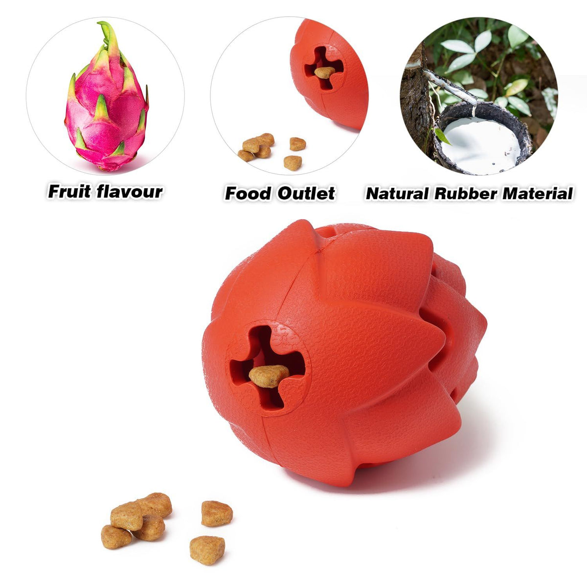 Squeaky Dog Chew Toy for Aggressive Chewers, Durable Rubber Dragon Fruit Chew Toy, Teeth Cleaning Toy for Large Medium Small Dogs
