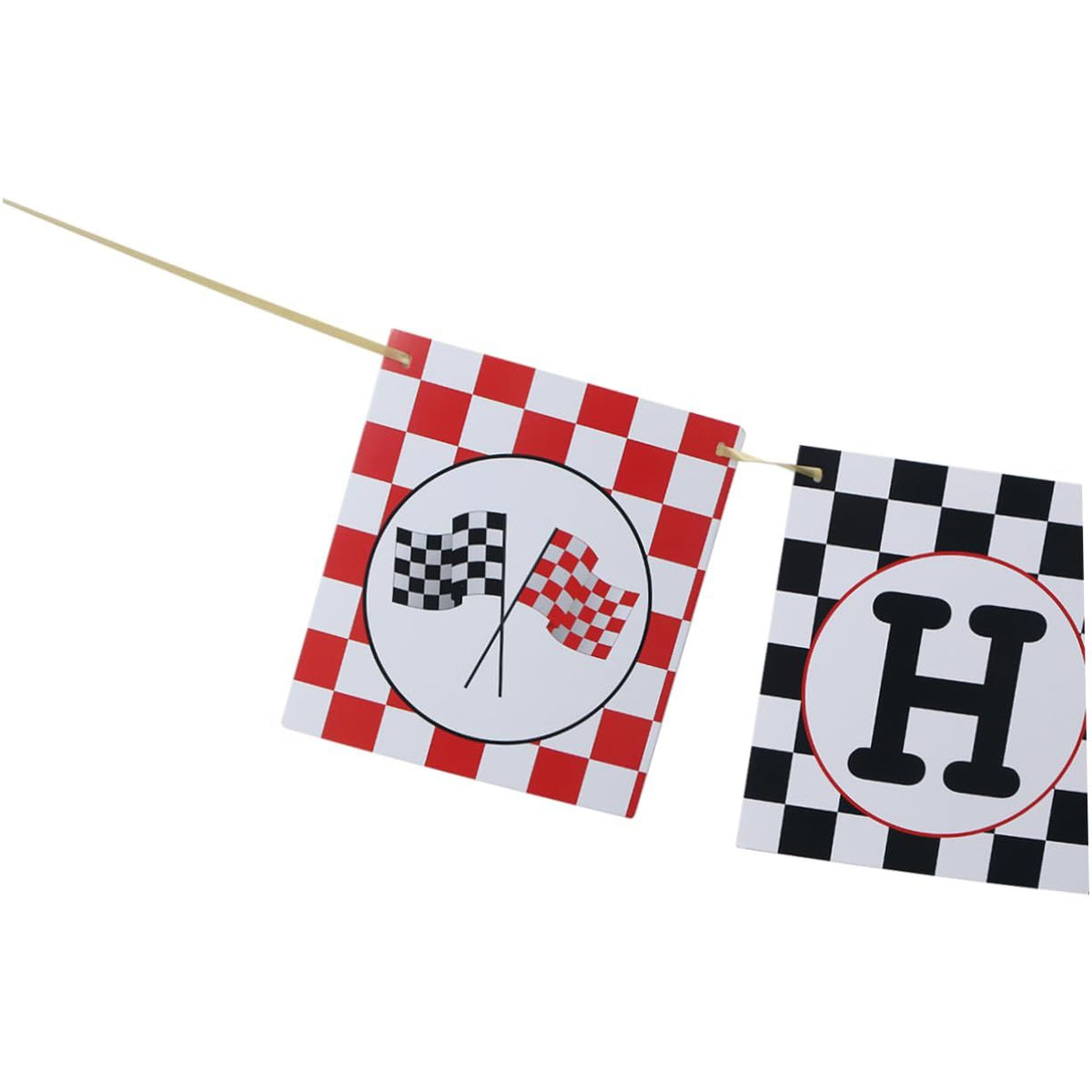 Racing Banner Checkered Racing Flag Decor White Balloons Flags Happy Birthday Banner White Balloon Garland