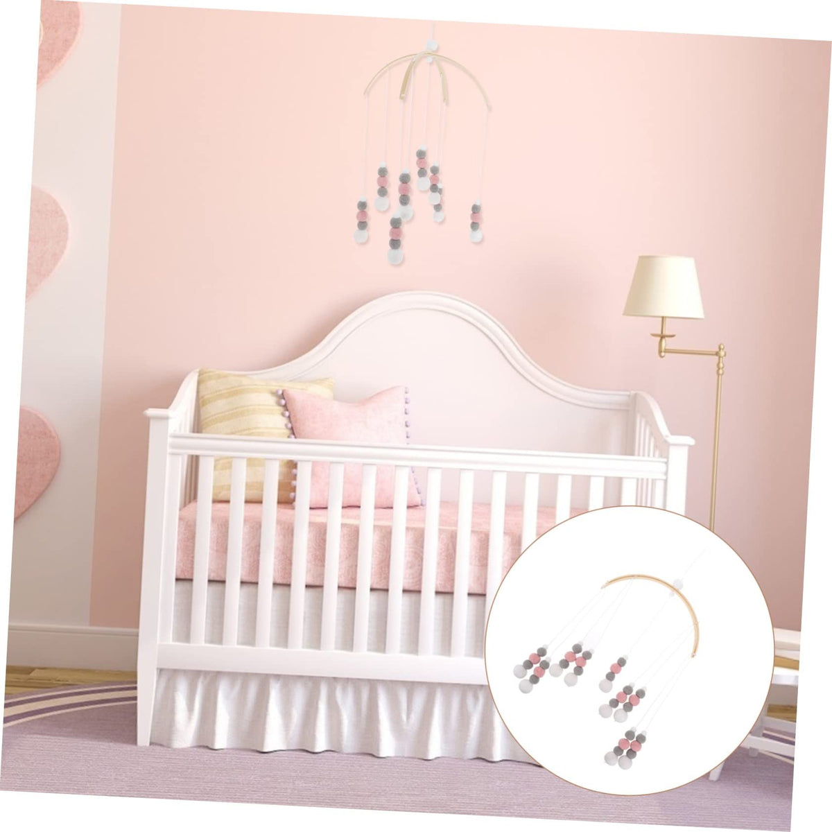 Nordic Fur Ball Wind Chime Crib Felt Balls Hanging Adorn Hanging Christmas Cot Bed Mobile Felt Balls Hanging Decor Felt Balls