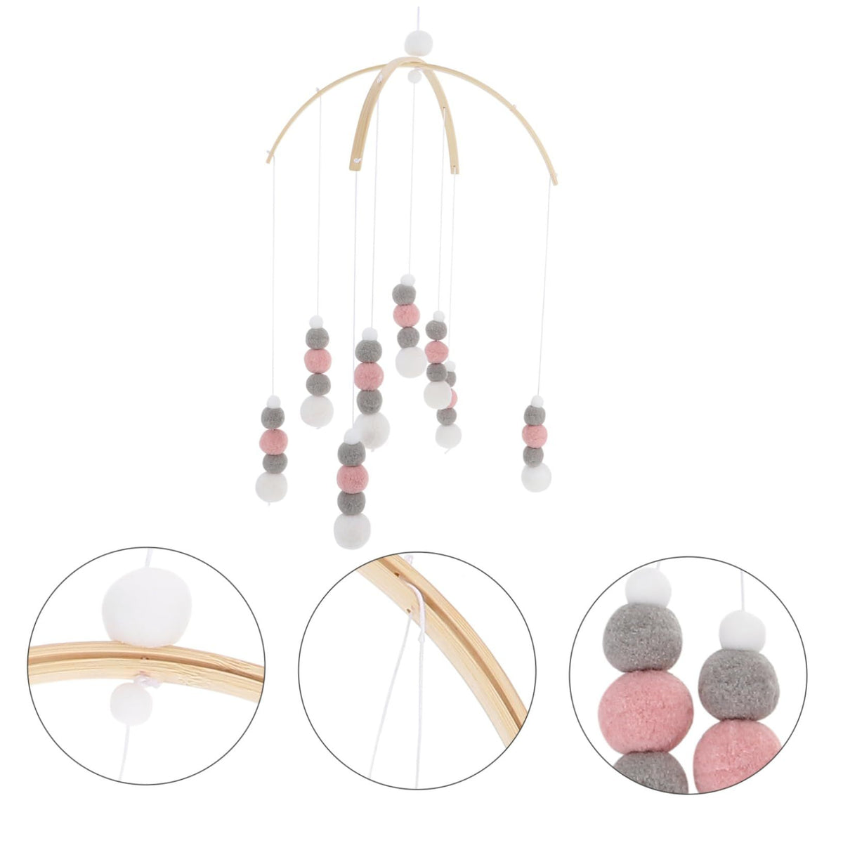 Nordic Fur Ball Wind Chime Crib Felt Balls Hanging Adorn Hanging Christmas Cot Bed Mobile Felt Balls Hanging Decor Felt Balls