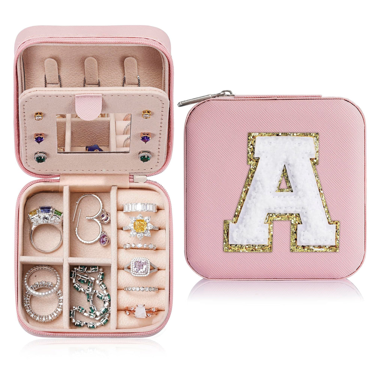 Graduation Gifts for Her - Trendy Travel Jewelry Case, Pink Travel Jewelry Box | Birthday Gifts, Travel Jewelry Case