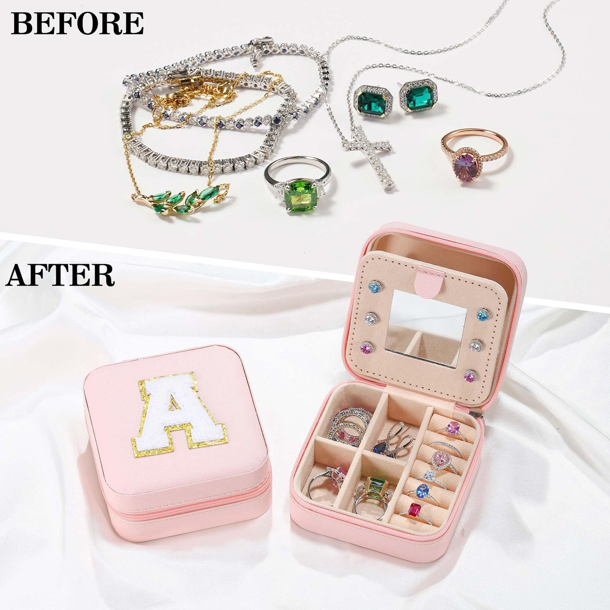 Graduation Gifts for Her - Trendy Travel Jewelry Case, Pink Travel Jewelry Box | Birthday Gifts, Travel Jewelry Case