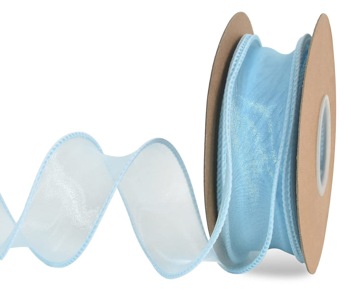 Light Sky Blue Wired Chiffon Ribbon Sheer Ribbons for Crafts Floral Bouquets Wedding Car Party Decorations Valentine's Day