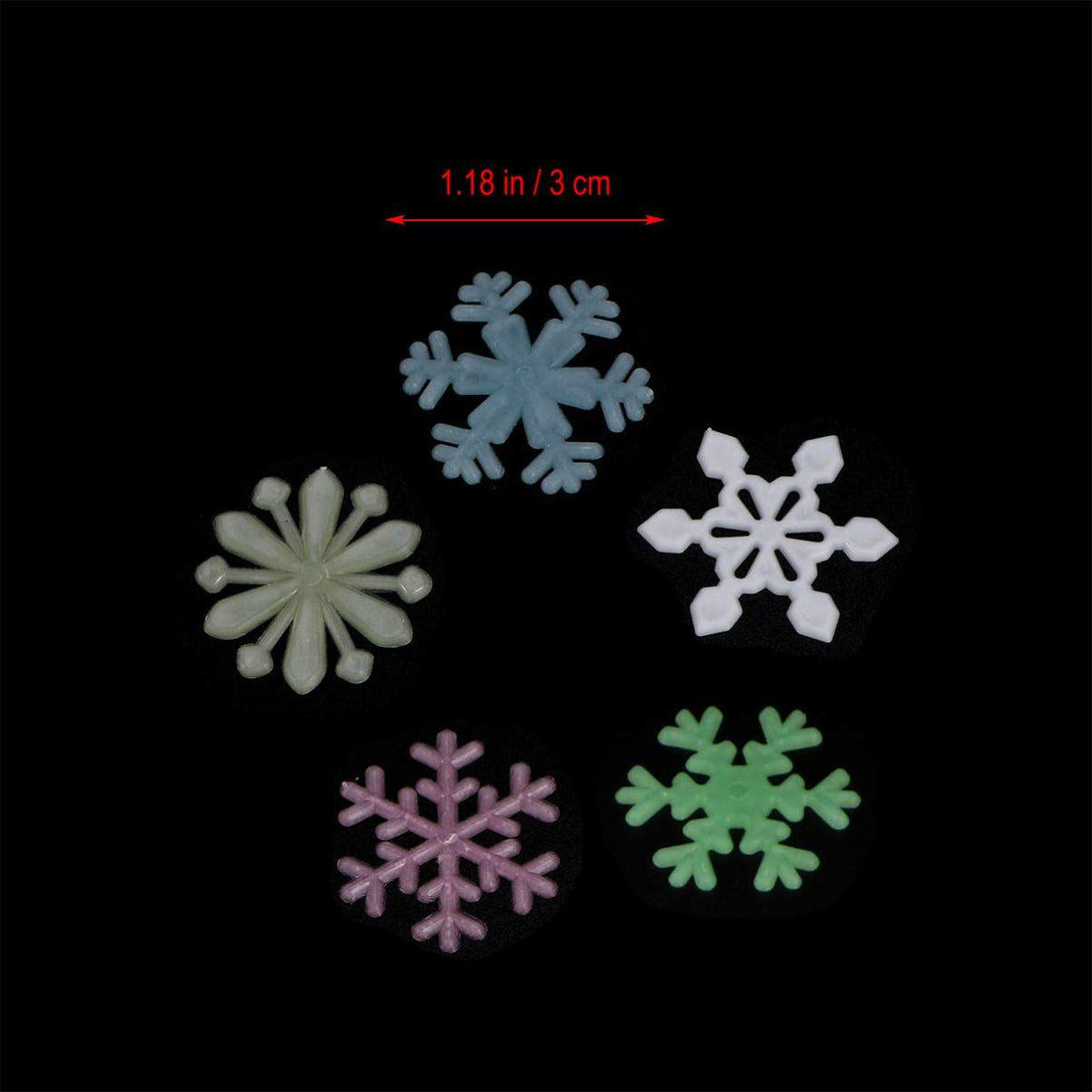 50PCS Christmas Wall Sticker Glow in The Dark Snowflakes Decals Window Decor Fluorescent Snowflake Luminous Clings Bedroom Holiday