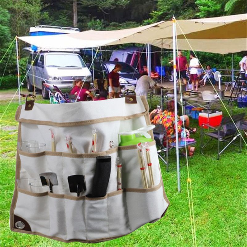 Tableware Storage Bag, Convenient Resistant Used Foldable Adjustable Multi Pocket Cutlery Bag, Spoon Fork Organizer