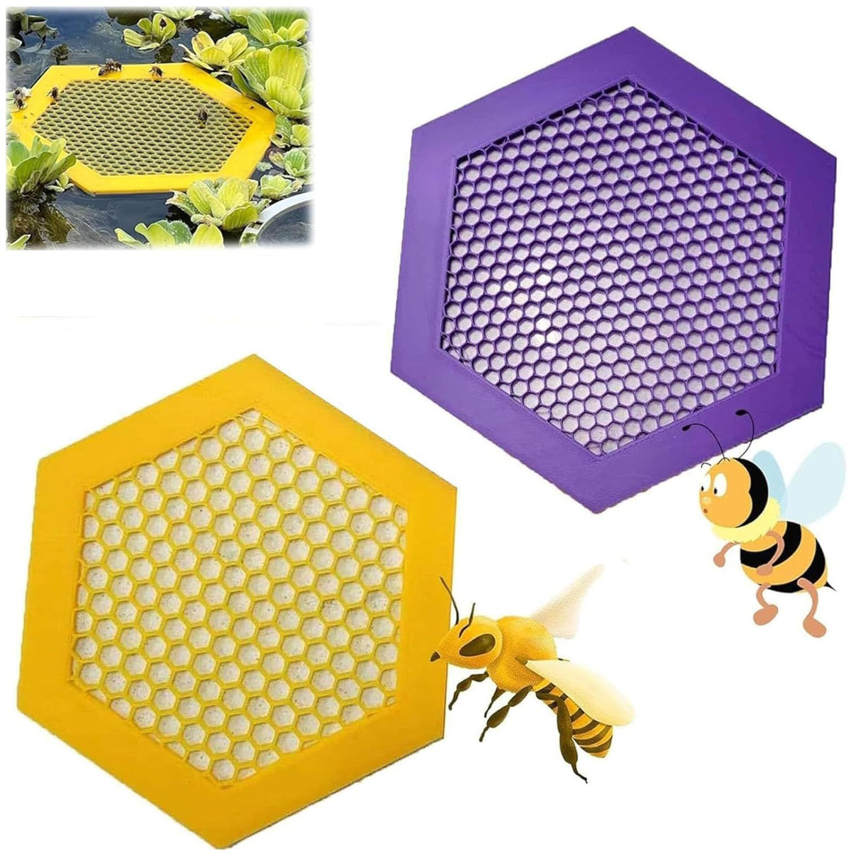 Floating Bee Island,Printed Floating Bee Island,Bee Cups for The Garden,Floating Bee Island for Drinking 2pcs