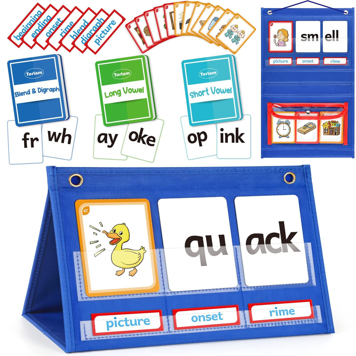 Pocket Chart, Phonics Games Sight Word Flash Cards, Educational Spelling Reading Learning Blending Board