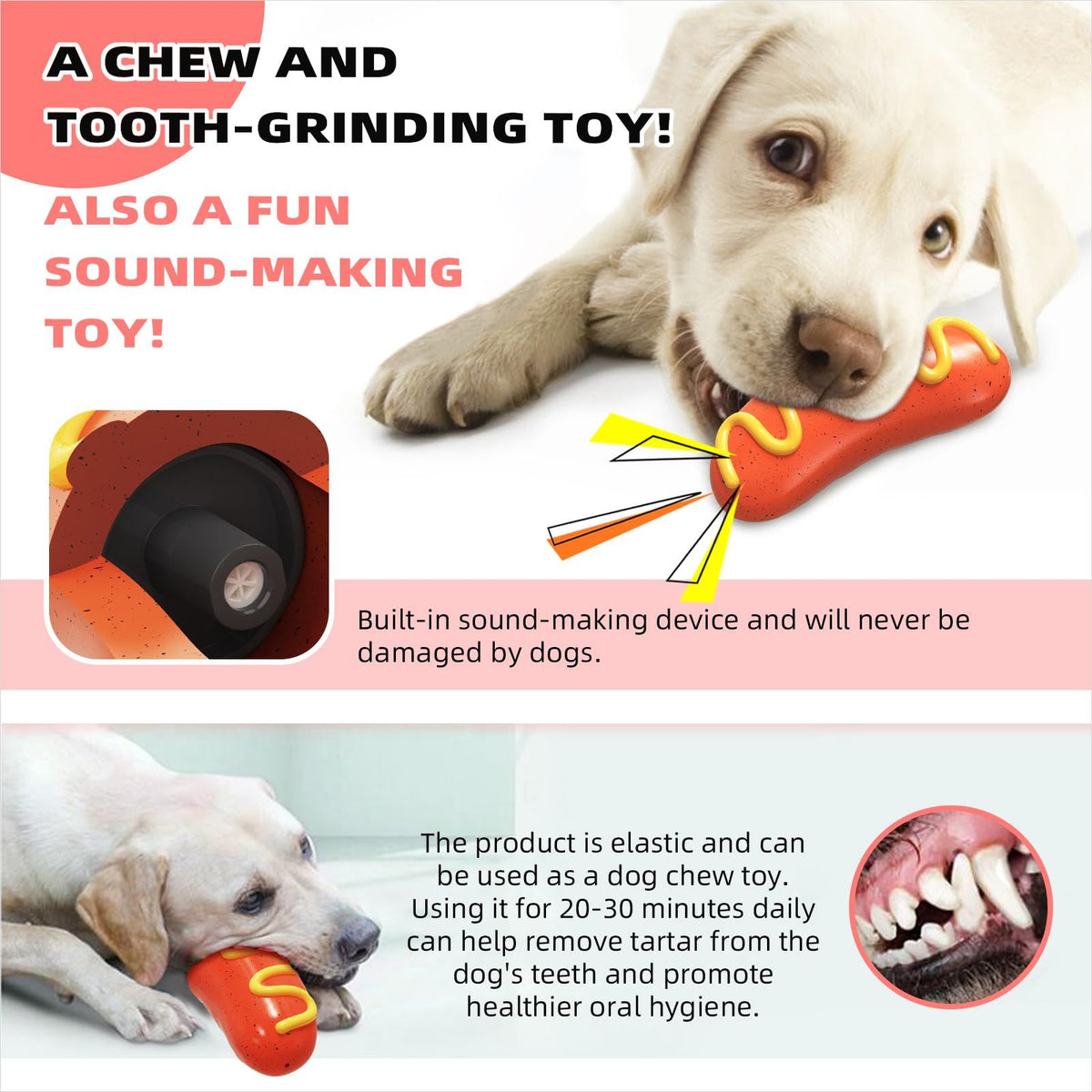 Dog Chew Toys for Aggressive Chewers Indestructible Tough Enduring Squeaky Interactive Puppy Toy Teeth Toothbrush for Small