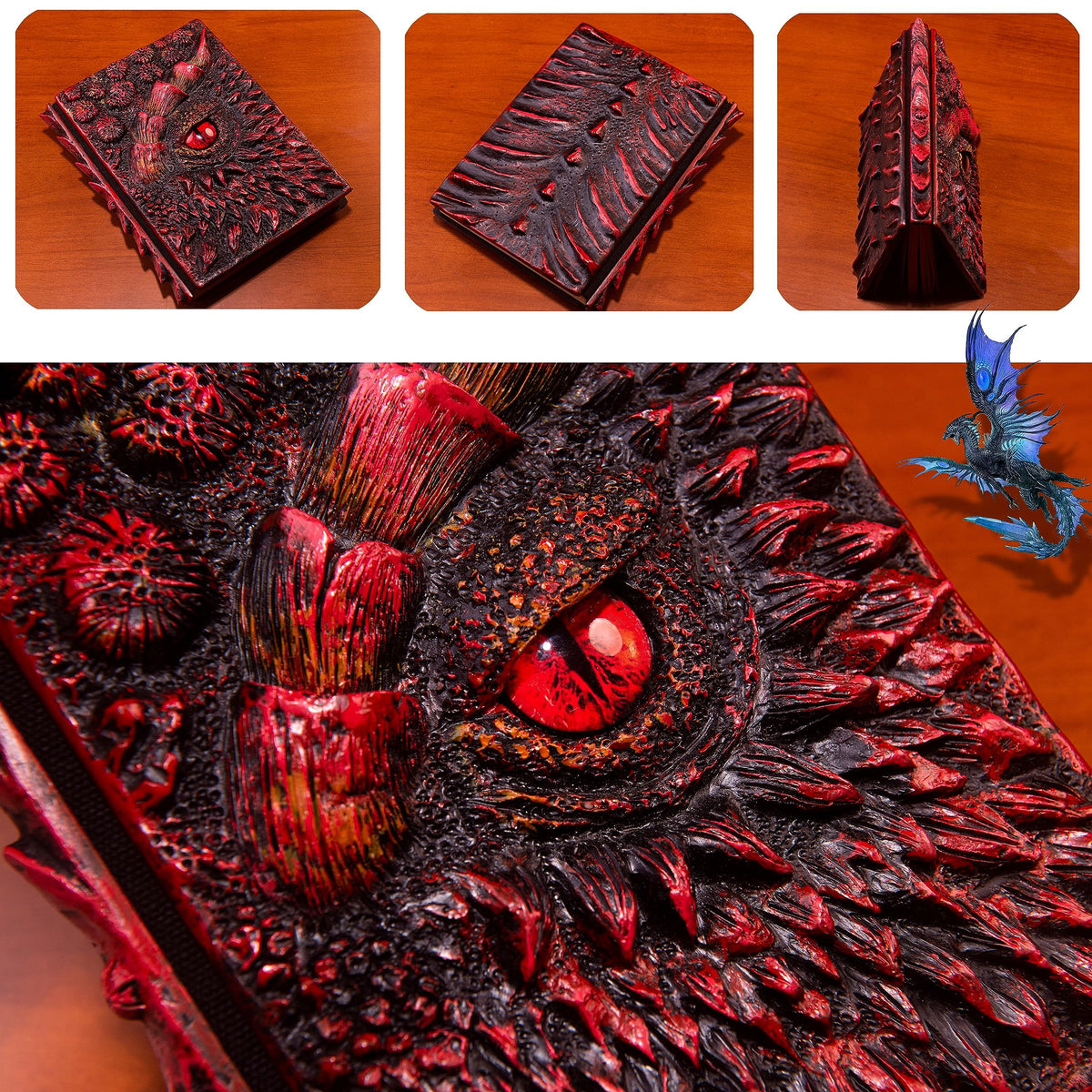 3D Dragon Eye Embossed Journal,Resin Engraving Notebook,notebook for Dragon Lovers ，Blank Paper,Gift,A5 Size (Red)