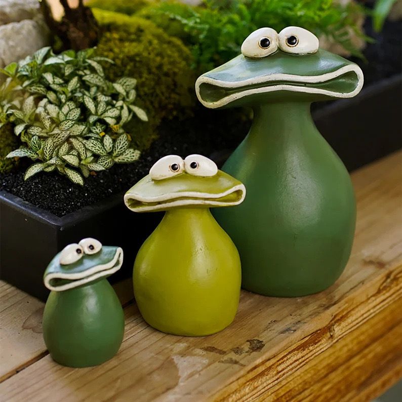 Garden Decorations, Big Mouth Frog Family of Three Waterproof Resin Garden Statue Decoration Outdoor/Indoor