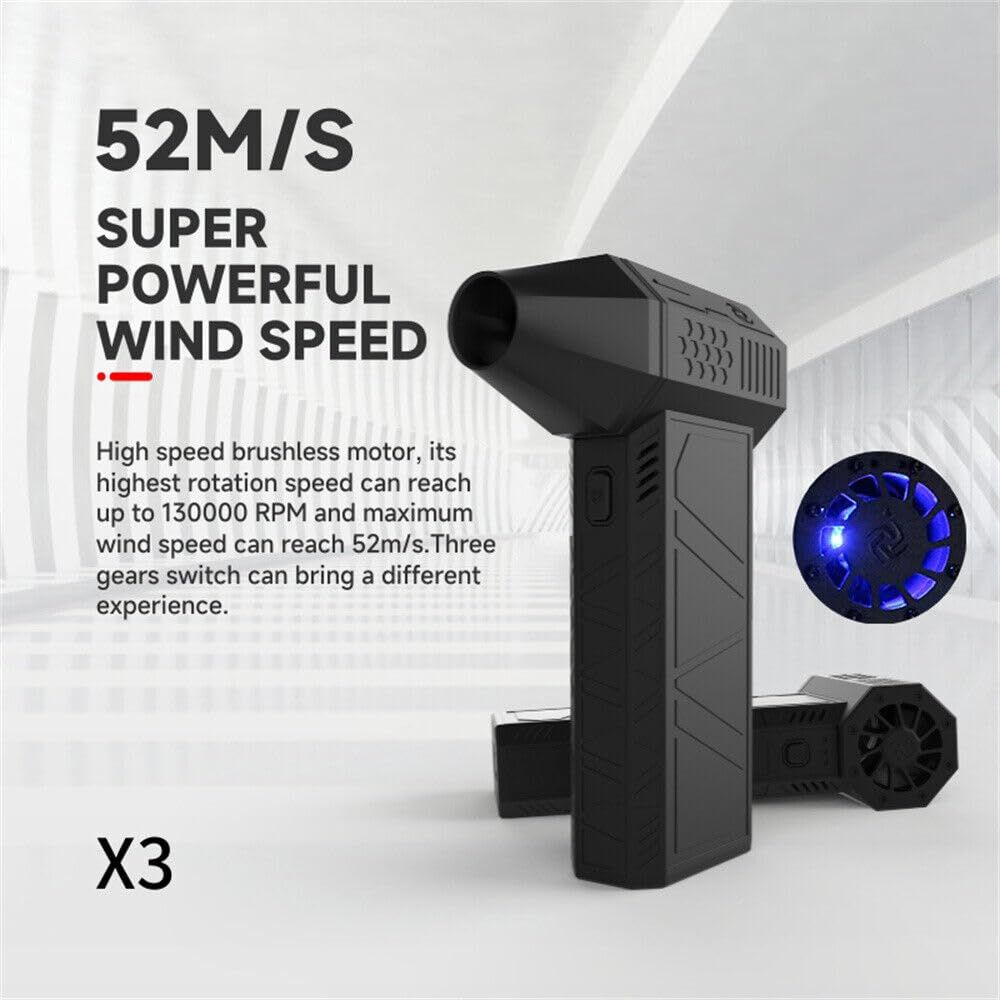 Powerful Blower with High Speed Duct Fan, 2024 New Jet Mini Dry Blower Mini Turbo Violent Fan Portable Hand Held Powerful (Black)