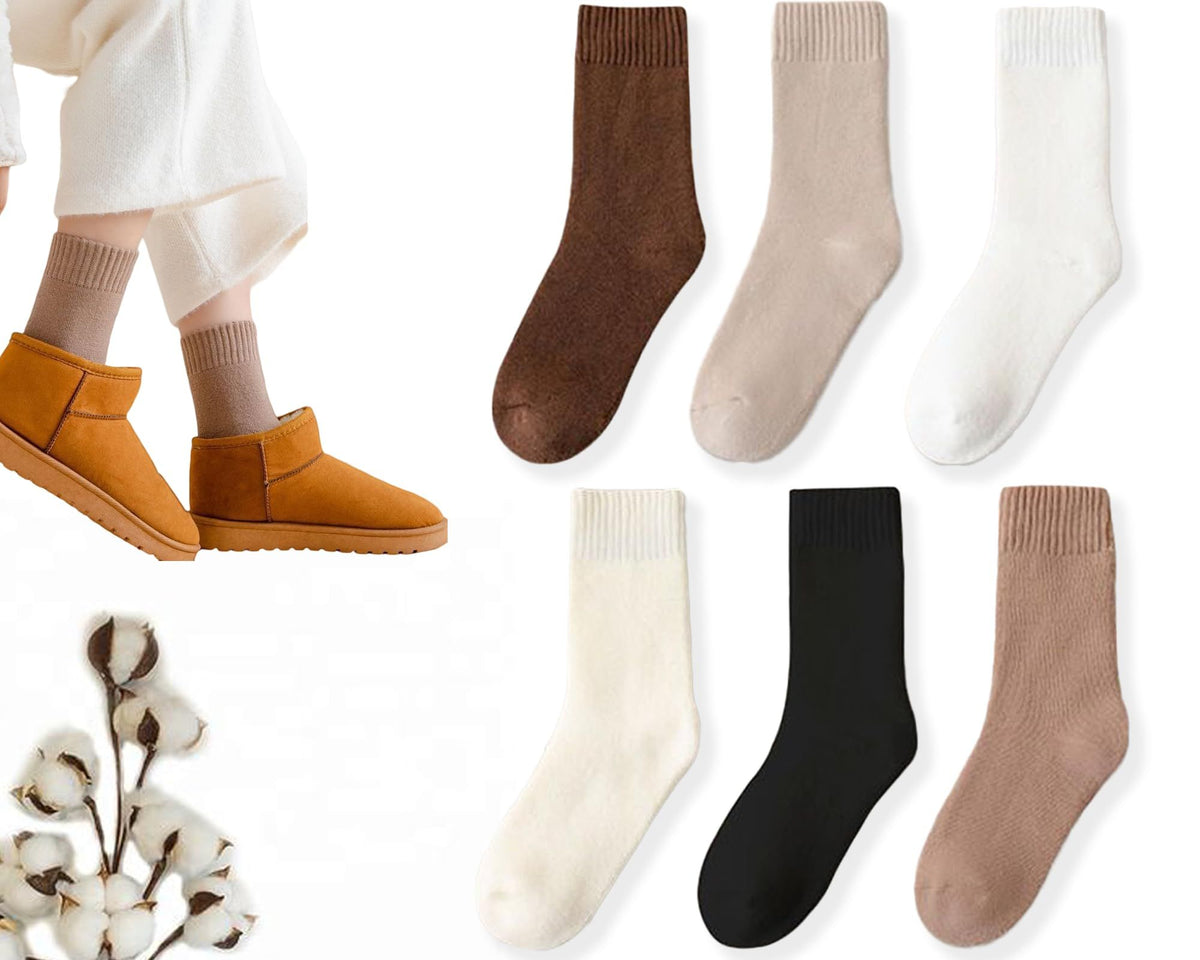 Warm Women Ankle Winter Thermal Boot Socks Cute Christmas Cotton Slipper Crew Sock 6 Pairs snug & stretch,Warm & Stylish