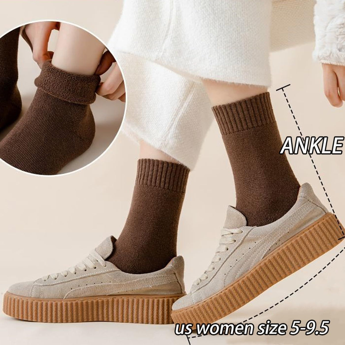 Warm Women Ankle Winter Thermal Boot Socks Cute Christmas Cotton Slipper Crew Sock 6 Pairs snug & stretch,Warm & Stylish