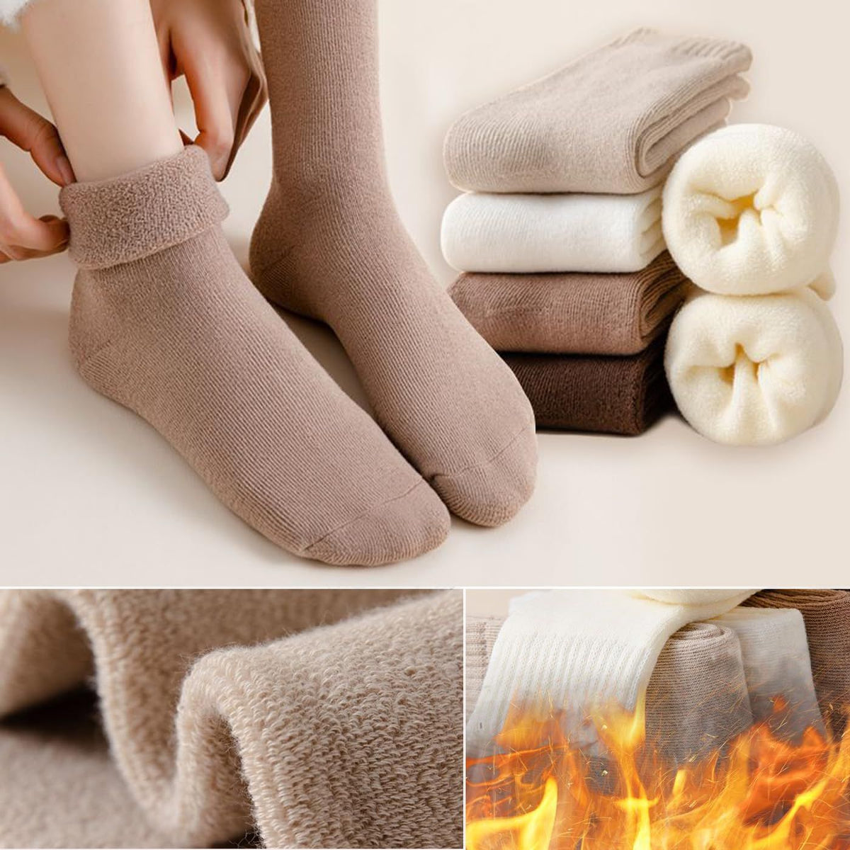 Warm Women Ankle Winter Thermal Boot Socks Cute Christmas Cotton Slipper Crew Sock 6 Pairs snug & stretch,Warm & Stylish