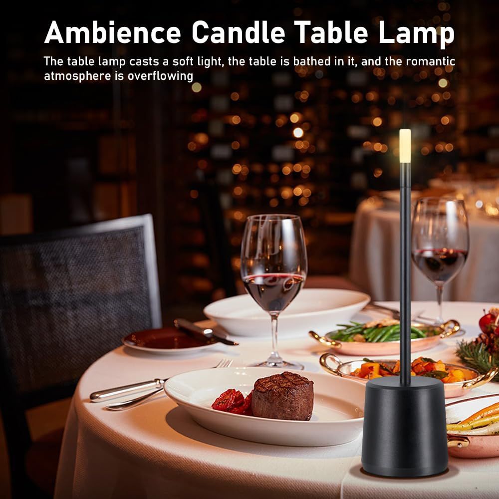 Portable LED Metal Table Lamp - 3-Color Touch Control LED Desk Lamp for Bedroom Nightstand,Night Light for Kids Nursery (Black)
