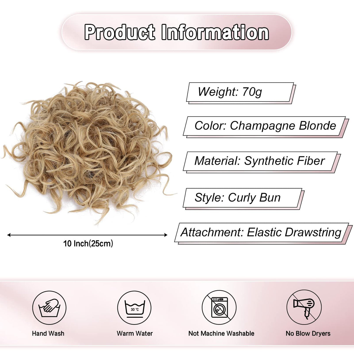 Messy Bun Hair Piece Curly Messy Buns Lightweight Fluffy Updo Hair Bun for Short Thin Hair Scrunchies Natural  (Champagne Blonde)