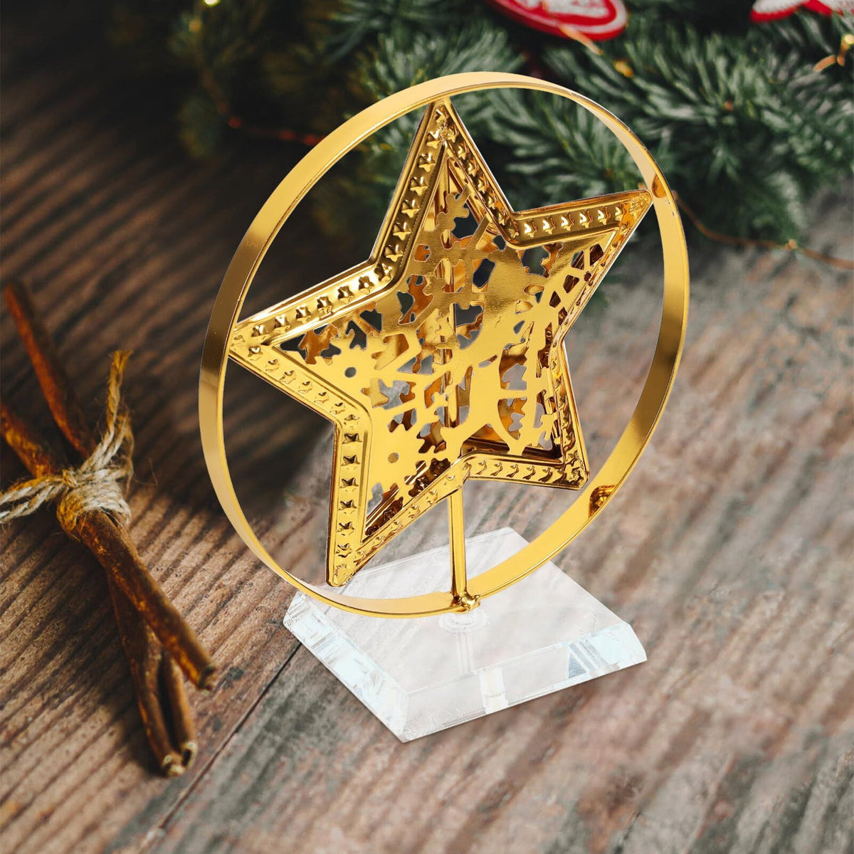 Christmas Table Ornaments Gold Star Shaped Holiday Centerpiece Christmas Desktop Decoration Christmas Table Sign Decor