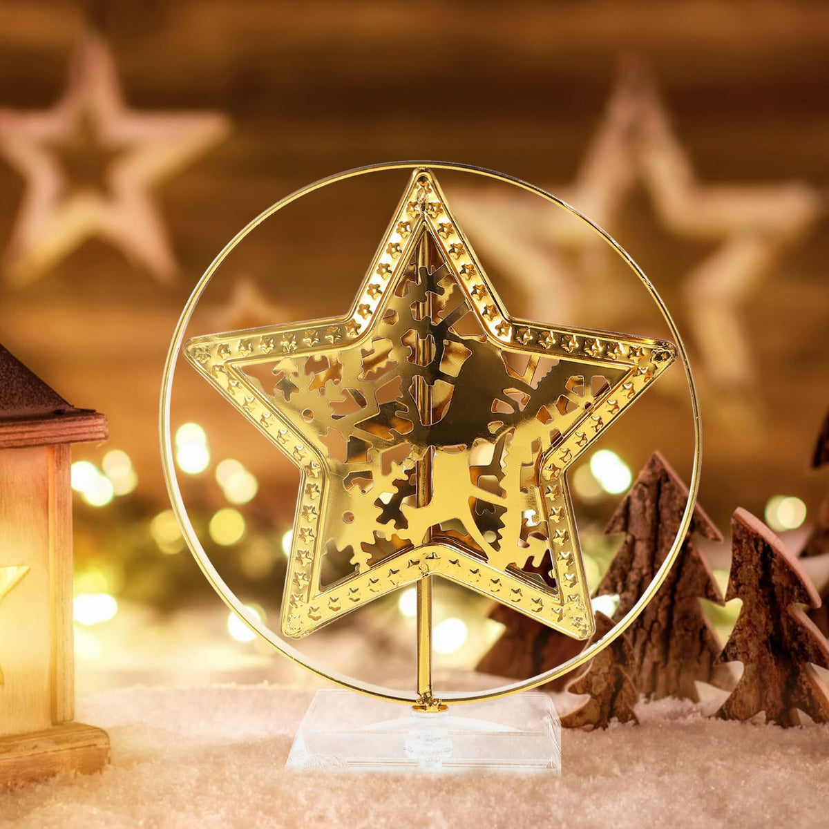 Christmas Table Ornaments Gold Star Shaped Holiday Centerpiece Christmas Desktop Decoration Christmas Table Sign Decor