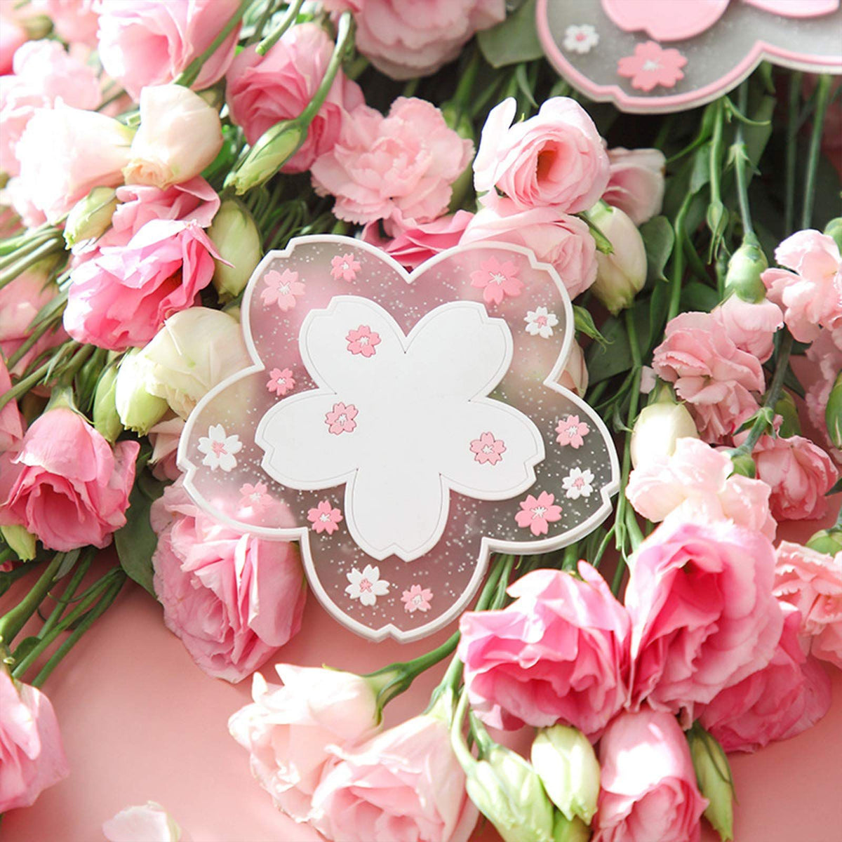 2 PCS Sakura Cup Coaster, Decor Cup Placemat, Cute Kitchen Pot Bowl Pad Placemat, Cherry Blossom Coaster, Table Cup Mat
