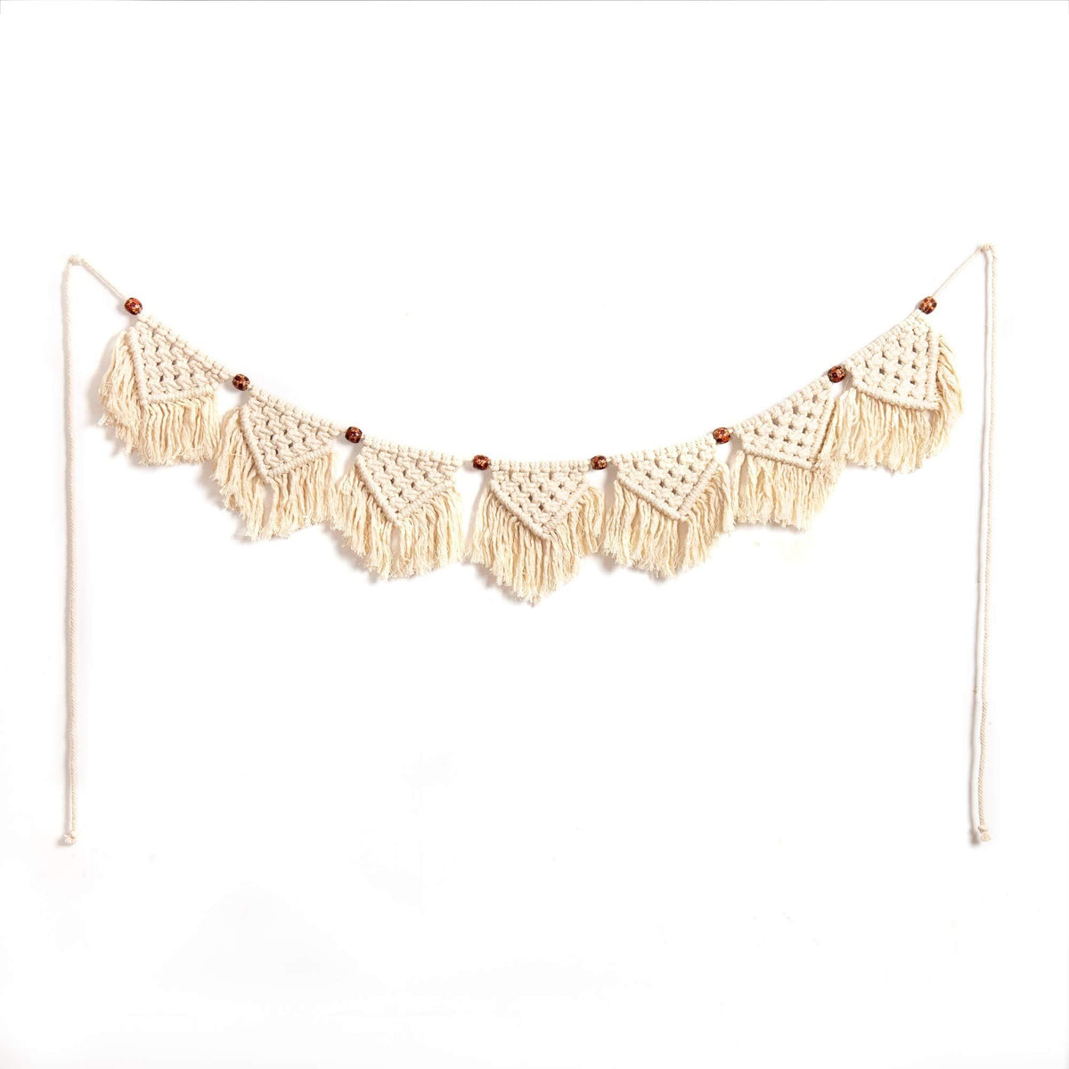 Handmade Boho Tassel Wall Hanging Fringe Panels Garland Banner Woven Tapestry Cotton Crochet Decor Bathroom Bedroom Classroom