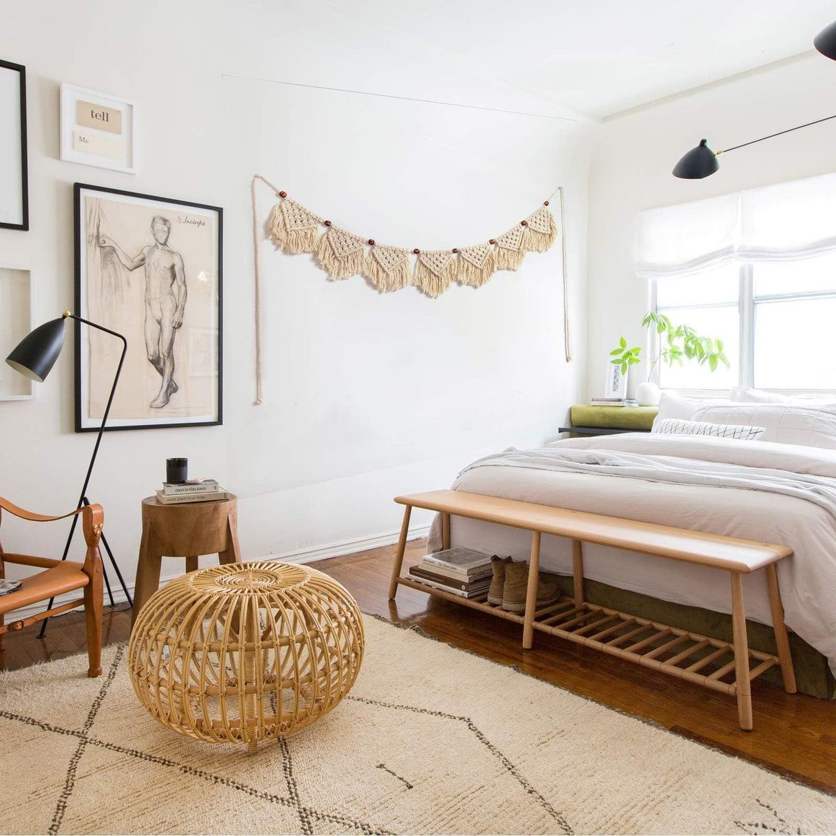 Handmade Boho Tassel Wall Hanging Fringe Panels Garland Banner Woven Tapestry Cotton Crochet Decor Bathroom Bedroom Classroom
