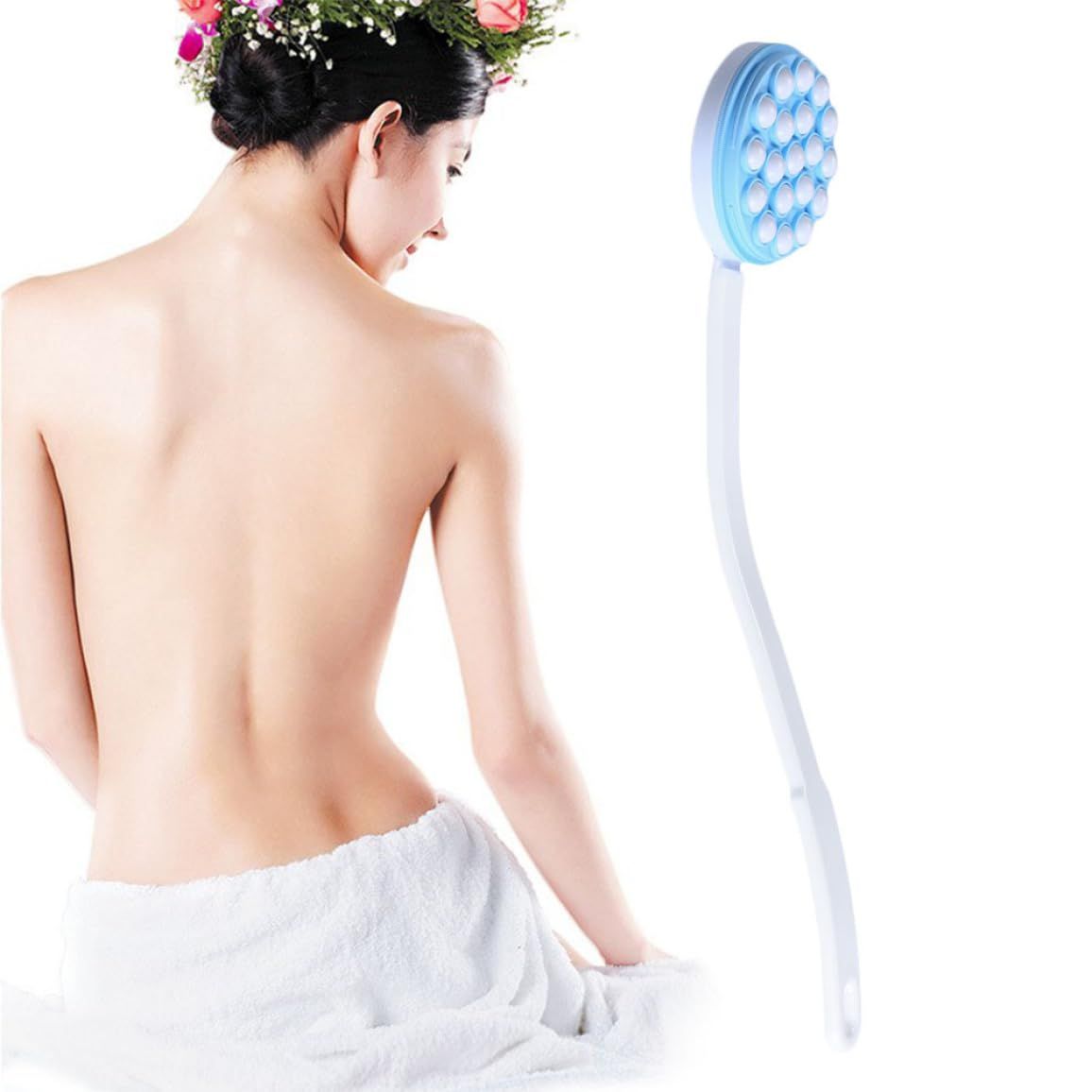 Long Handheld self-Handhled Easy Reach for Sunscreen, Cream, Shower Gel on Back, Legs and Feet, Long Shower Bath Brush