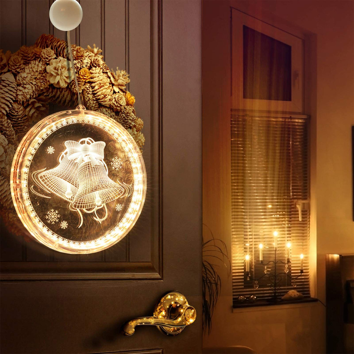 Christmas Window/Wall/Door Light Decorations,  with Suction Cup and Switch Button, for Outdoor Yard Indoor Room Front Door