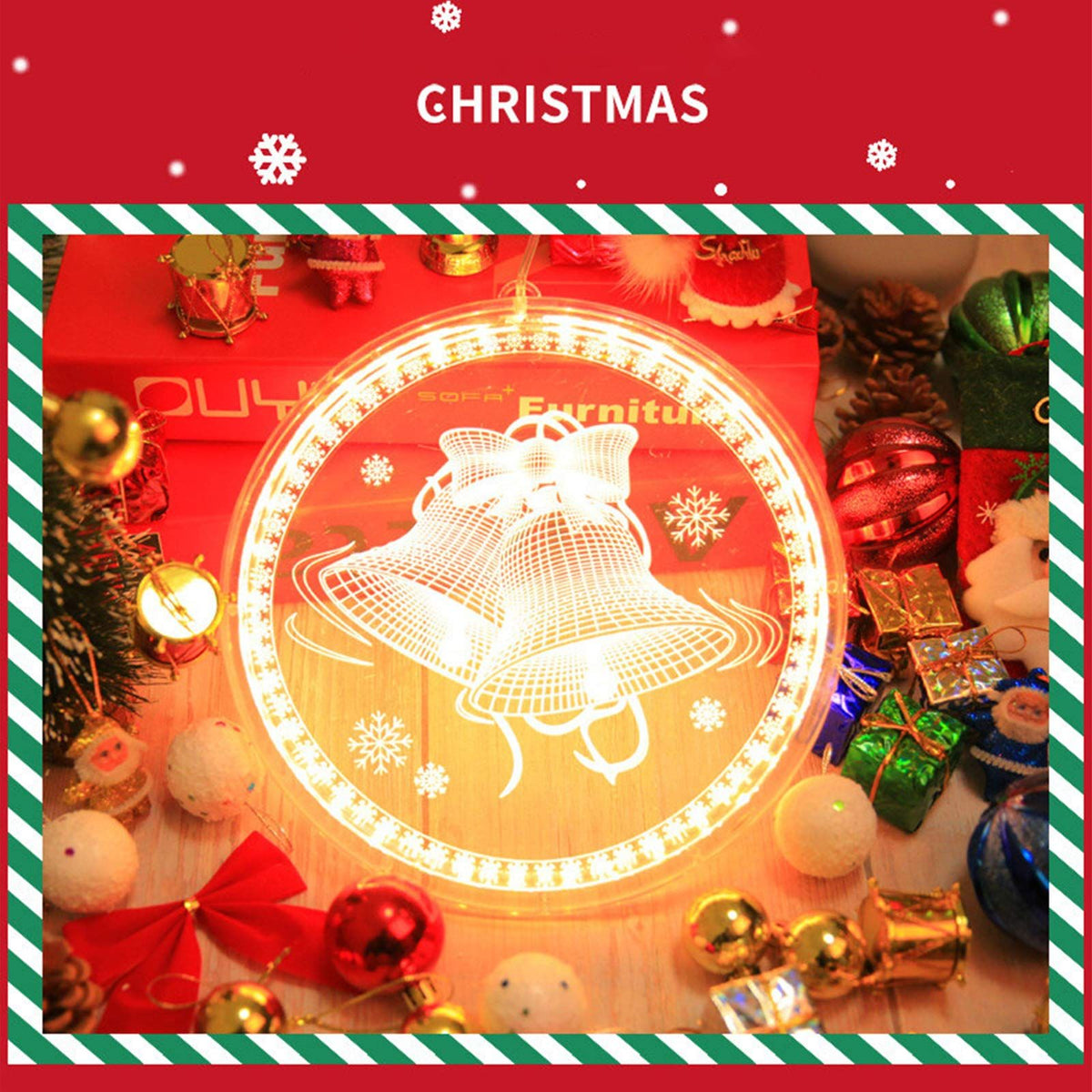 Christmas Window/Wall/Door Light Decorations,  with Suction Cup and Switch Button, for Outdoor Yard Indoor Room Front Door