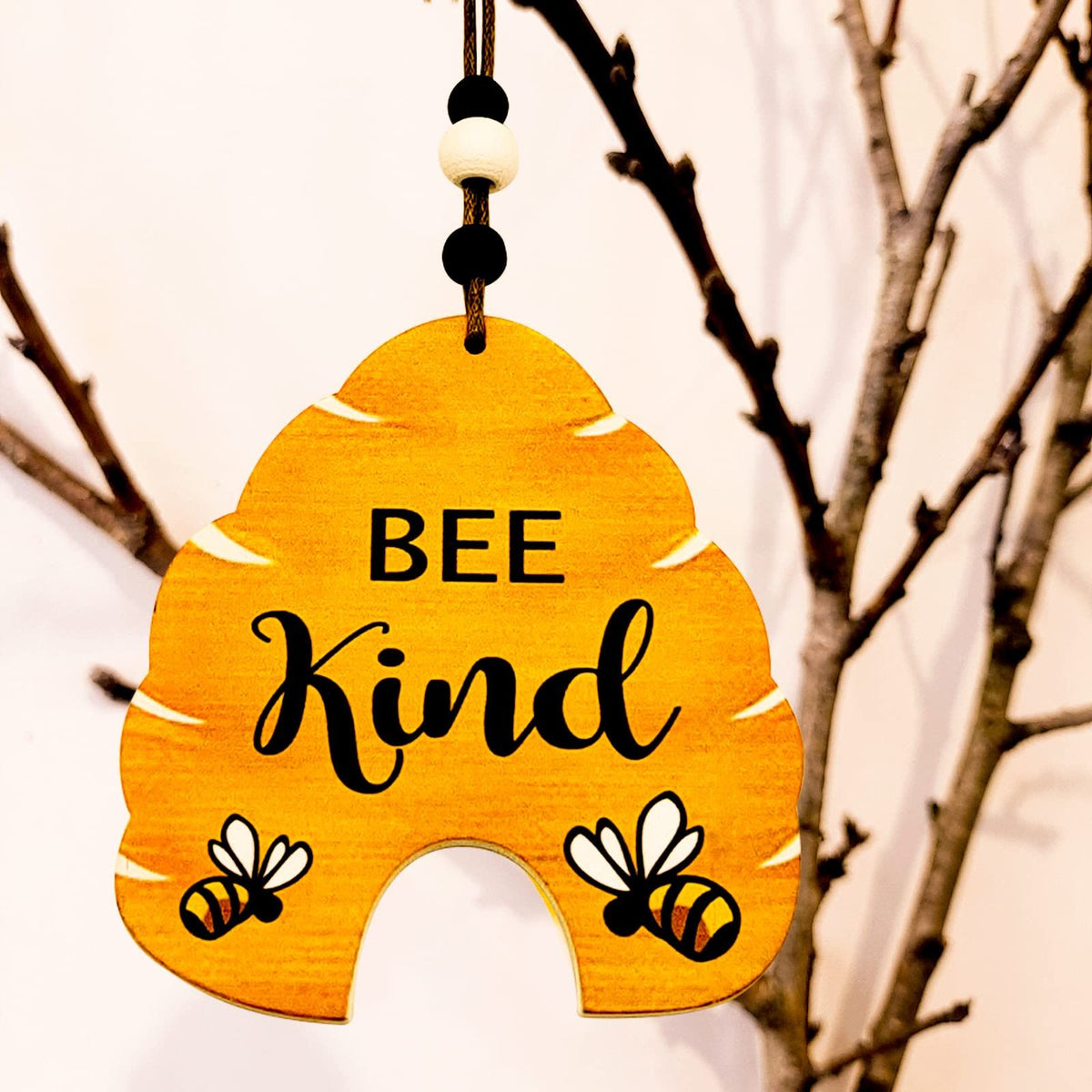 10 Pcs Bee Beehive Ornaments Wood Cutouts Decorations for Tree Tree Tray Wreath Christmas Festival Bee Kind Sign Art Crafts , Bulk