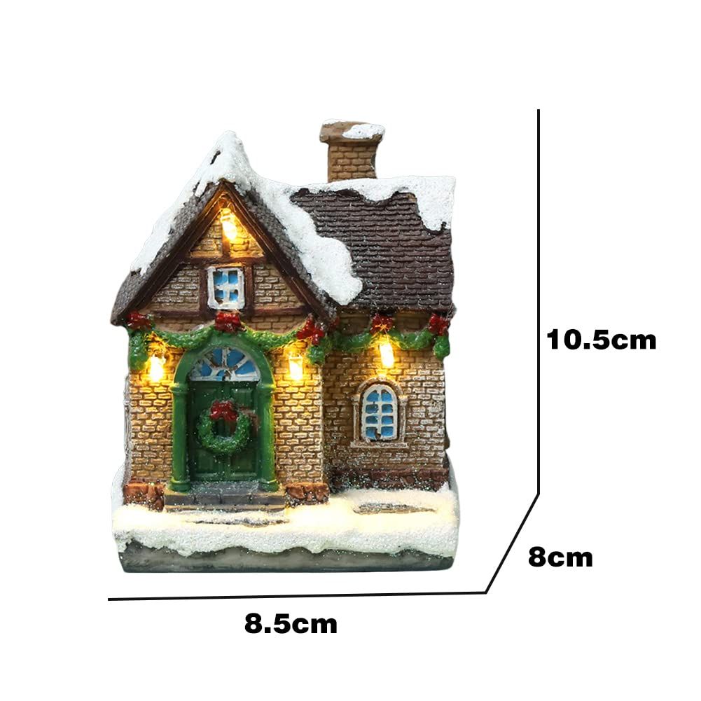 Christmas Scene Village Houses, LED Lighted Christmas Village Houses Christmas Snow Landscape Decorations Christmas Miniature