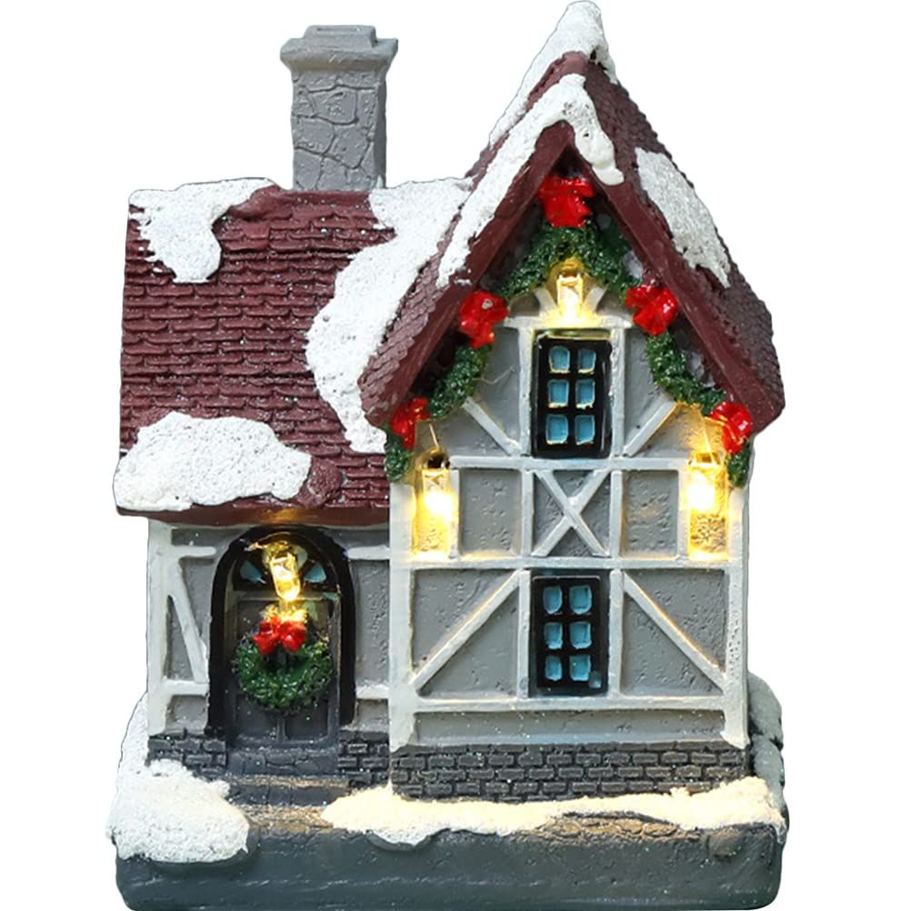Christmas Lighted House LED Xmas Village House Desktop Ornament Table Centerpiece Adorn Place it on your tabletop, fireplace