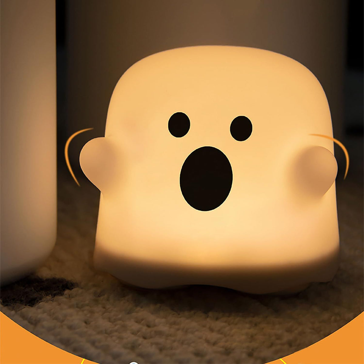 Cute Halloween Ghost Night Light, Smart Timing LED Small Table Lamp USB Rechargeable Touch Control Night Light for Baby Nursery