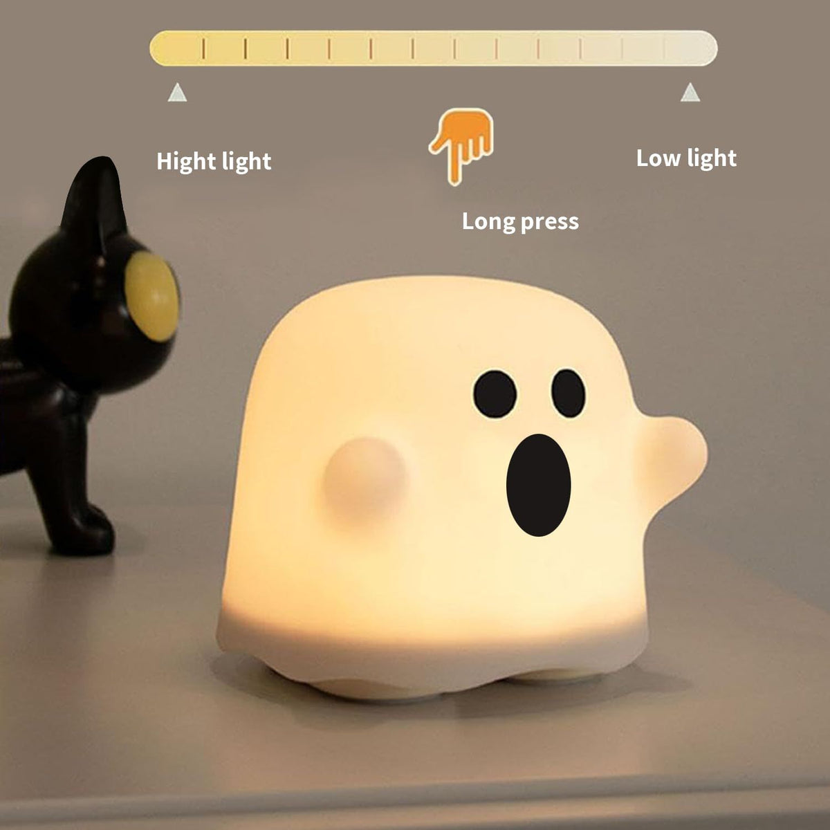 Cute Halloween Ghost Night Light, Smart Timing LED Small Table Lamp USB Rechargeable Touch Control Night Light for Baby Nursery