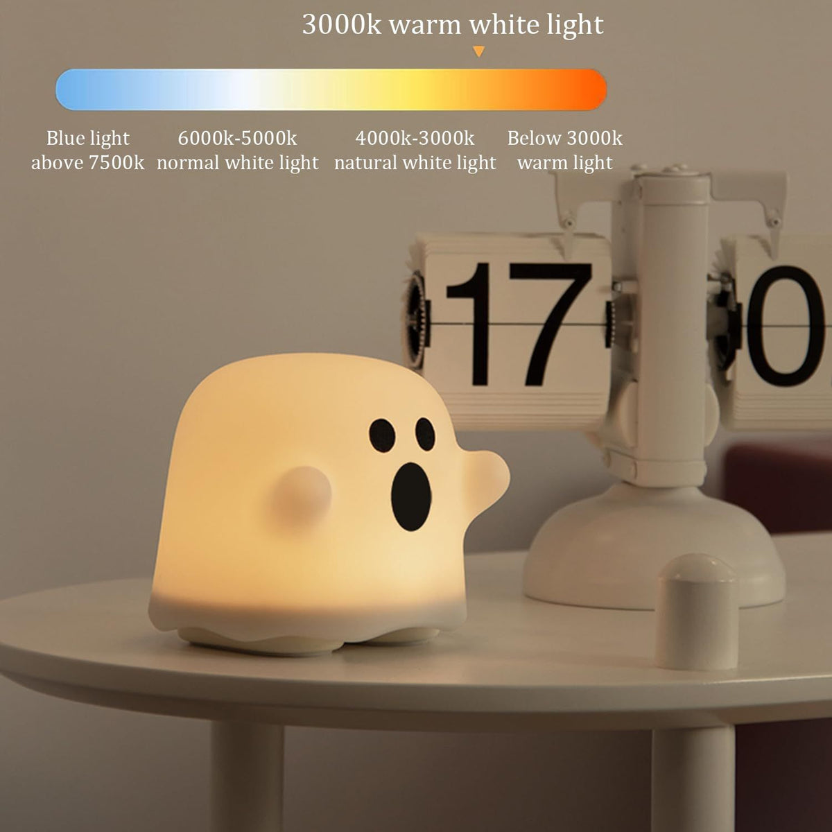 Cute Halloween Ghost Night Light, Smart Timing LED Small Table Lamp USB Rechargeable Touch Control Night Light for Baby Nursery